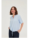 Moodo Viszkóz blúz kötéssel kék Moodo