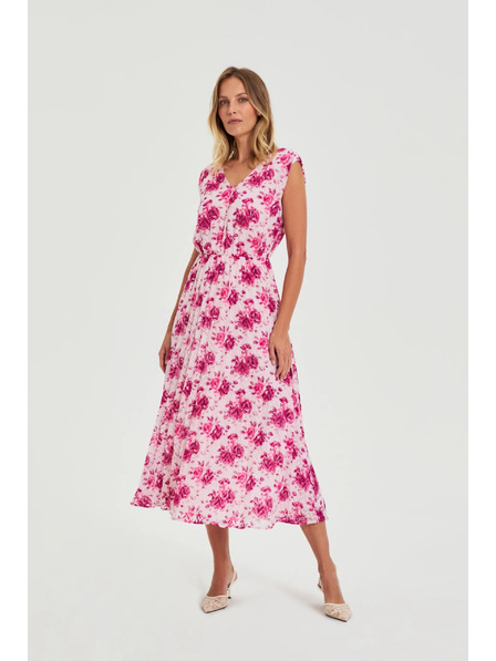 Moodo Midi ruha virágmintával rózsaszín Moodo