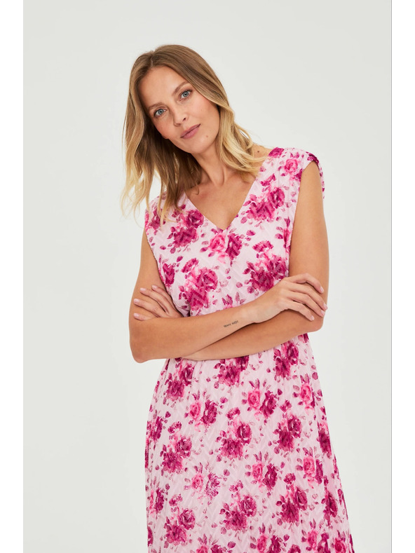 Moodo Midi ruha virágmintával rózsaszín Moodo