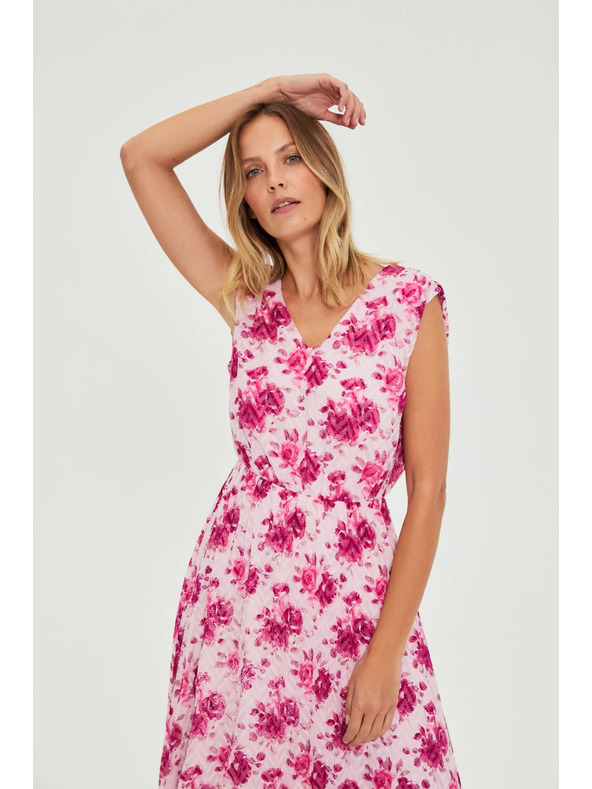 Moodo Midi ruha virágmintával rózsaszín Moodo