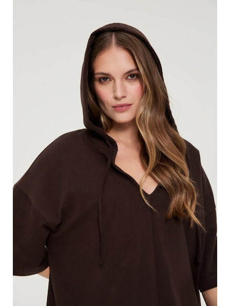 Moodo Kapucnis és rövid ujjú felső barna Moodo