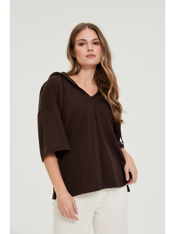 Moodo Kapucnis és rövid ujjú felső barna Moodo