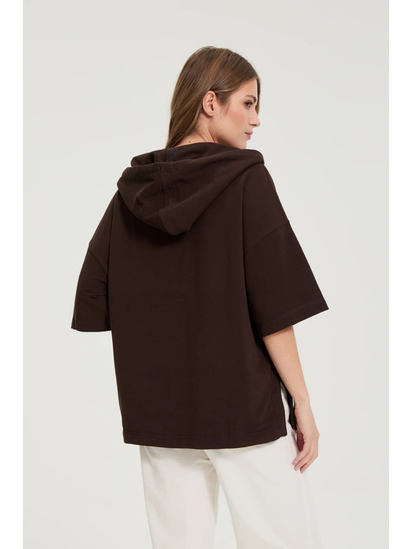 Moodo Kapucnis és rövid ujjú felső barna Moodo