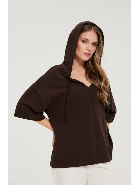 Moodo Kapucnis és rövid ujjú felső barna Moodo