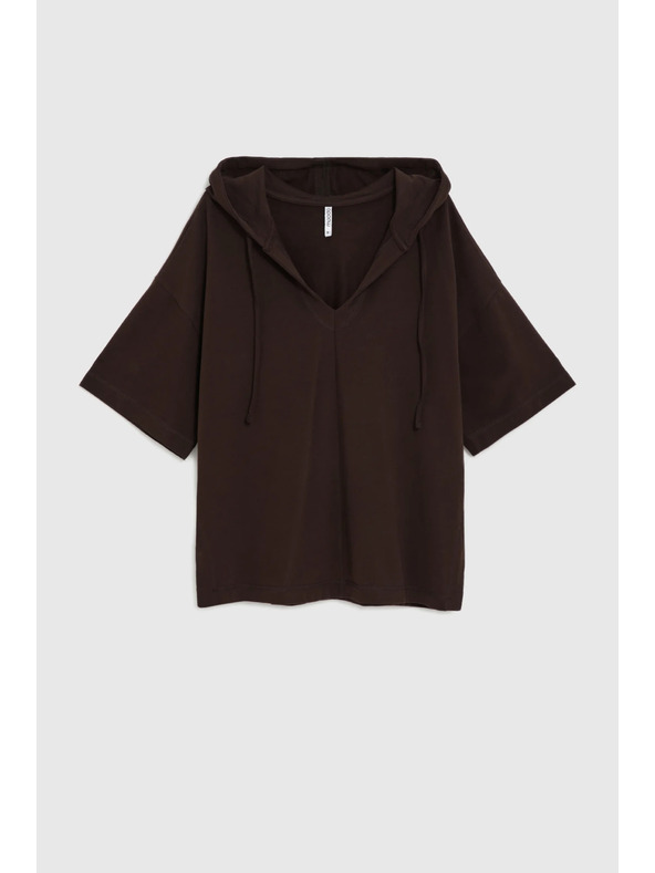 Moodo Kapucnis és rövid ujjú felső barna Moodo