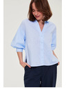 Moodo Csíkos blúz bubif袖 világos kék Moodo