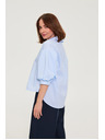 Moodo Csíkos blúz bubif袖 világos kék Moodo