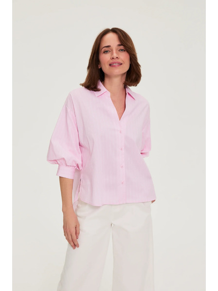 Moodo Csíkos blúz bubif袖 rózsaszín Moodo