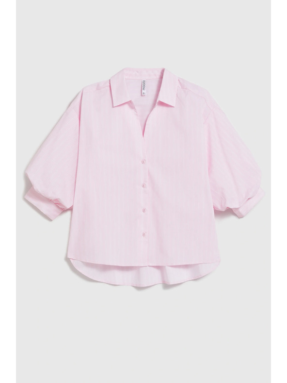 Moodo Csíkos blúz bubif袖 rózsaszín Moodo