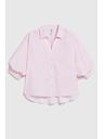 Moodo Csíkos blúz bubif袖 rózsaszín Moodo
