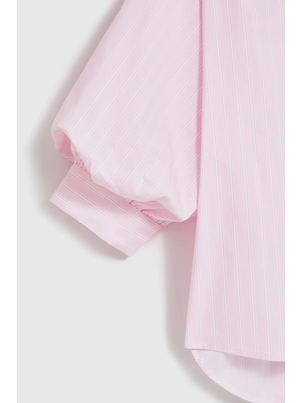 Moodo Csíkos blúz bubif袖 rózsaszín Moodo