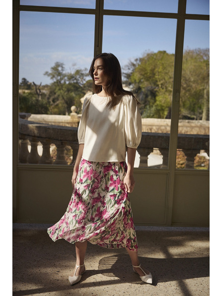 Moodo Mintás midi szoknya bézs Moodo