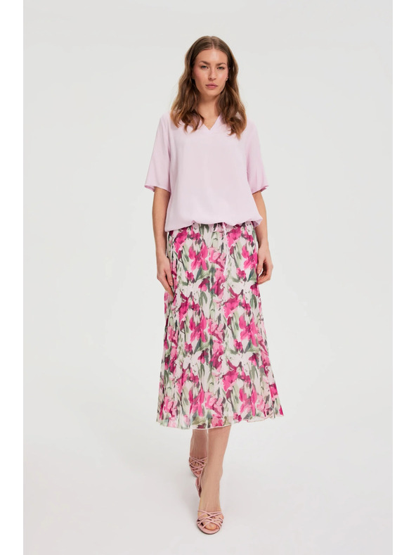 Moodo Mintás midi szoknya bézs Moodo