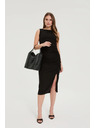 Moodo Testhez illeszkedő ráncokkal díszített ruha fekete Moodo