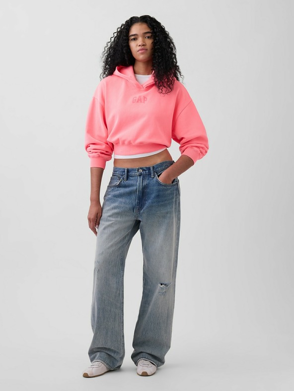 GAP Oversize crop pulóver logóval VintageSoft GAP