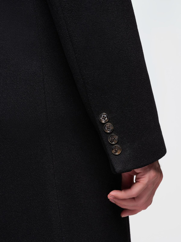 Ombre Clothing Férfi gyapjú kétsoros kabát - fekete V2 OM-COWC-0133 Ombre Clothing