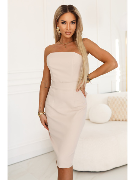 numoco Korzettos övvel ellátott midi ruha - bézs