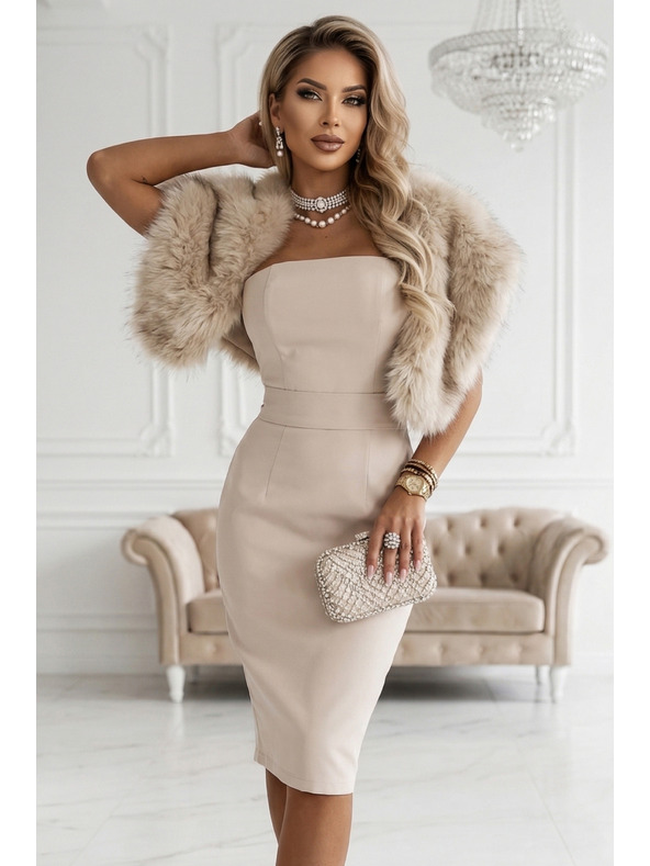 numoco Korzettos övvel ellátott midi ruha - bézs