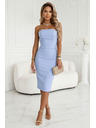 numoco Fűző nélküli midi ruha övvel - világoskék