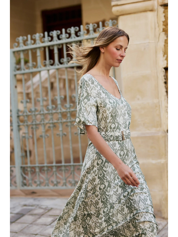 Moodo Olivazöld viszóz ruha Moodo