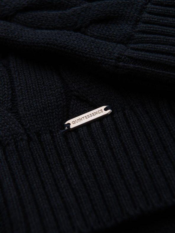 Ombre Clothing Férfi kockás kötött pulóver cipzárral - fekete V2 OM-SWZS-0138 Ombre Clothing