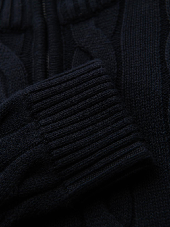 Ombre Clothing Férfi kockás kötött pulóver cipzárral - fekete V2 OM-SWZS-0138 Ombre Clothing