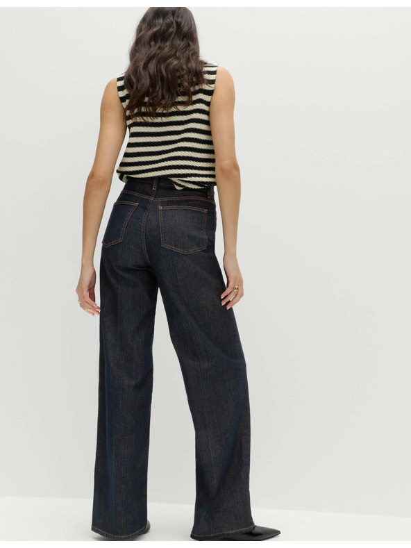 Marks & Spencer Marks & Spencer elegáns farmer széles szárral és magas derékkal, sötétkék