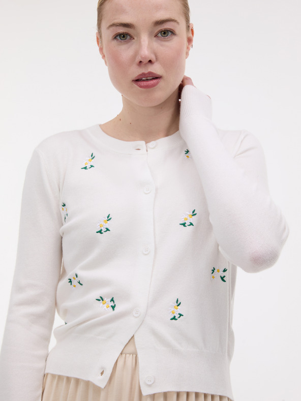 Orsay ORSAY Krémszínű női kardigán hímzéssel