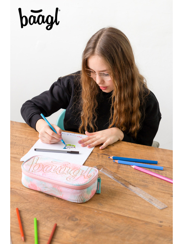 BAAGL  Rózsaszín iskolai tolltartó Baagl Sunset