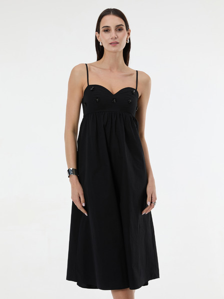 Orsay ORSAY Fekete női midi ruha applikációval