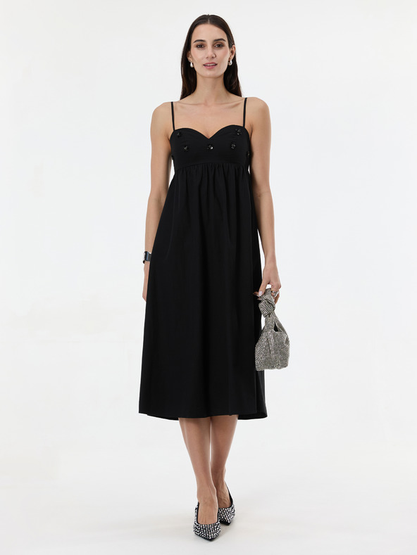 Orsay ORSAY Fekete női midi ruha applikációval