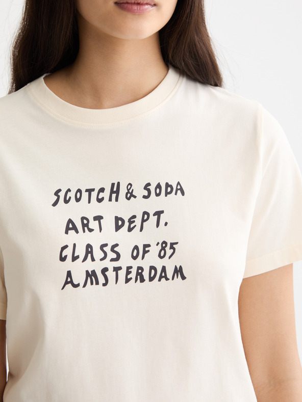 Scotch & Soda Női krémszínű feliratú póló