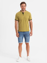 Ombre Clothing Férfi casual henley nyakkivágású póló kontrasztos szegéllyel - olíva szín V11 OM-TSCT-0156 Ombre Clothing