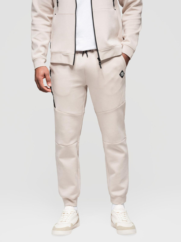 Ombre Clothing Férfi melegítő szett kapucnis pulóver + jogger nadrág - világos bézs V6 Z116 Ombre Clothing