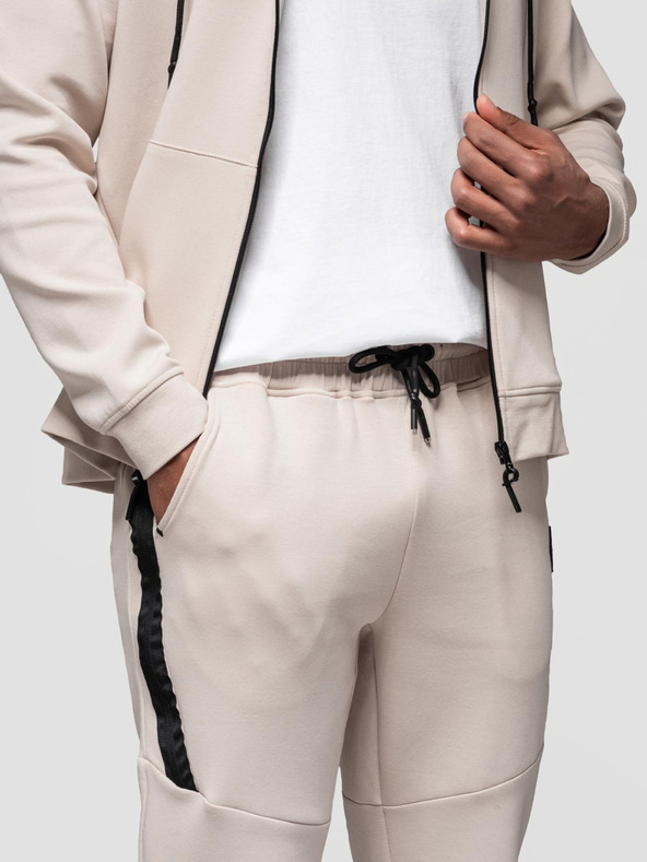 Ombre Clothing Férfi melegítő szett kapucnis pulóver + jogger nadrág - világos bézs V6 Z116 Ombre Clothing