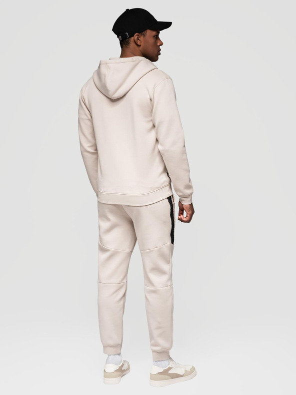 Ombre Clothing Férfi melegítő szett kapucnis pulóver + jogger nadrág - világos bézs V6 Z116 Ombre Clothing