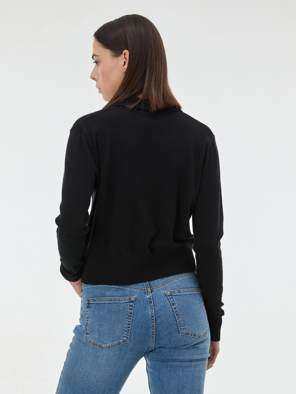 Orsay ORSAY Fekete női pulóver gallérral