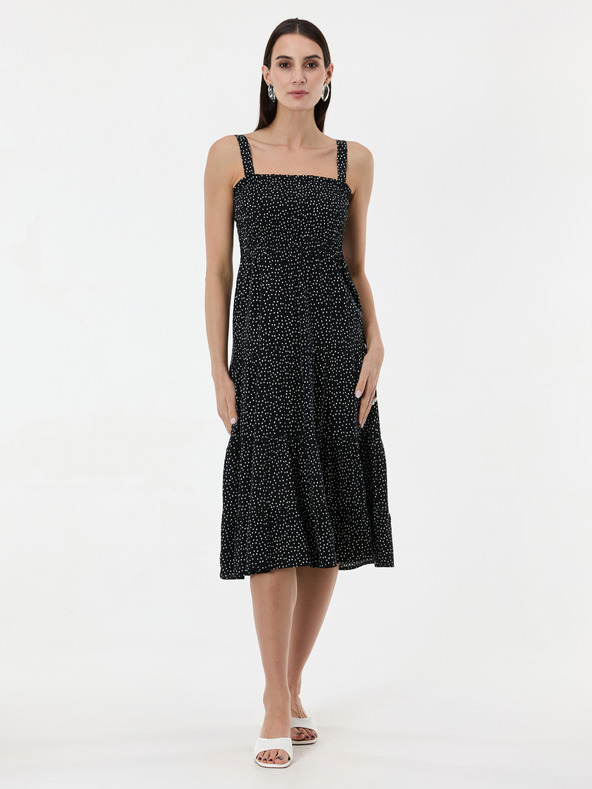 Orsay ORSAY Fekete pöttyös női midi ruha