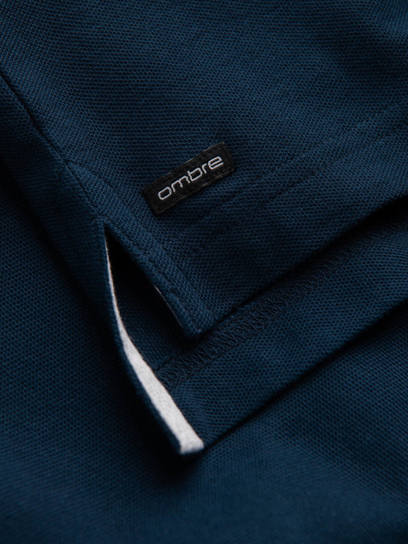 Ombre Clothing Sötétkék férfi póló póló Ombre Clothing