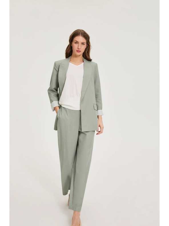 Moodo Lenvászon keverék blazer olivazöld Moodo