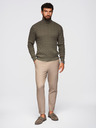 Ombre Clothing Férfi magas nyakú kockás kötött pulóver - oliva V2 OM-SWTN-0157 Ombre Clothing