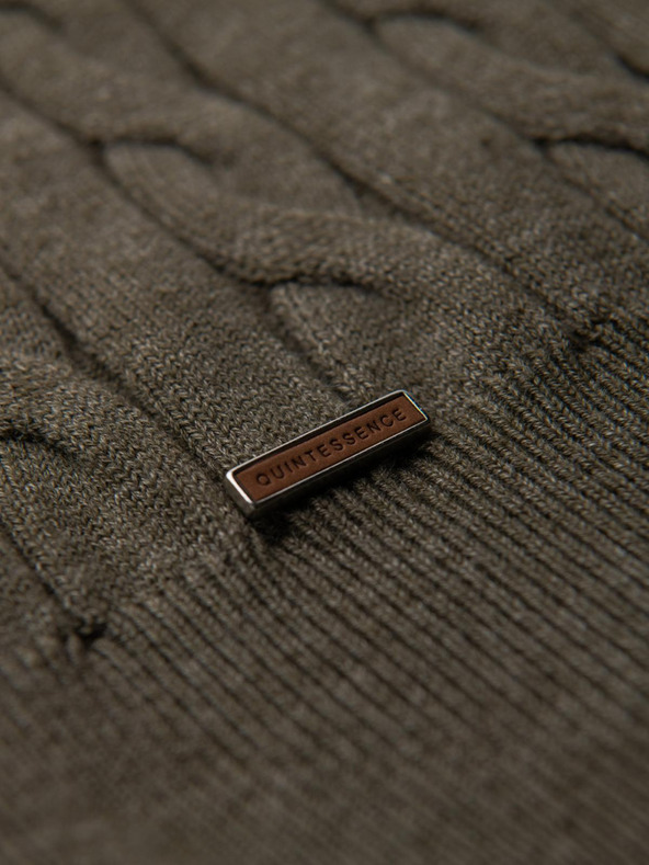 Ombre Clothing Férfi magas nyakú kockás kötött pulóver - oliva V2 OM-SWTN-0157 Ombre Clothing