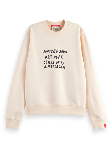 Scotch & Soda Női krémszínű feliratú pulóver