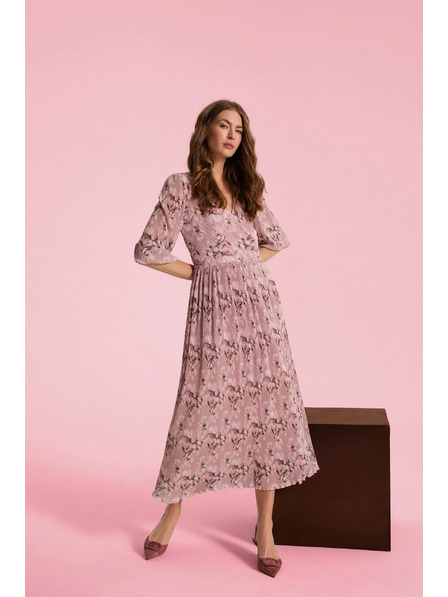 Moodo Pliszírozott ruha rózsaszín Moodo