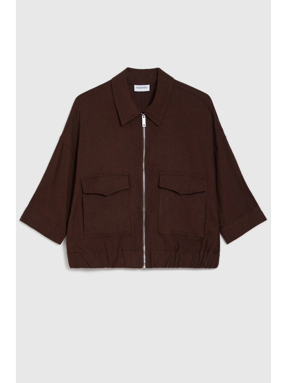 Moodo Kabát lenvászon anyaggal barna Moodo