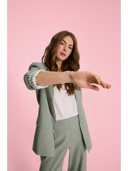 Moodo Lenvászon keverék blazer olivazöld Moodo