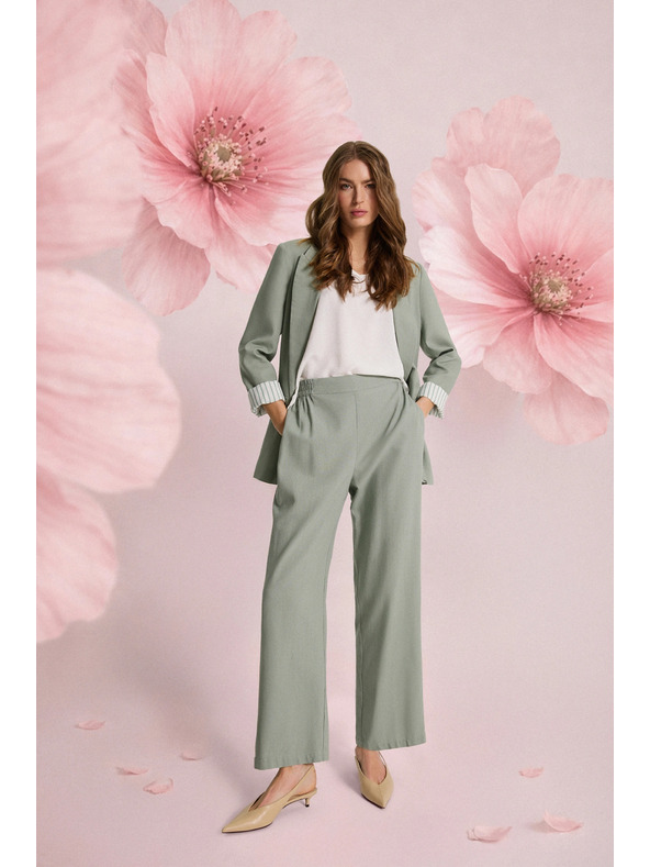 Moodo Lenvászon keverék nadrág olivazöld Moodo