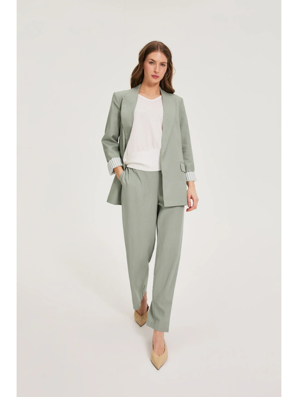 Moodo Lenvászon keverék nadrág olivazöld Moodo