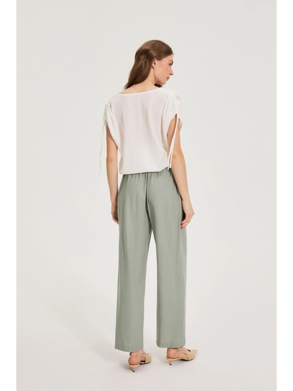 Moodo Lenvászon keverék nadrág olivazöld Moodo