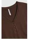 Moodo Pamut V-nyakú póló barna Moodo